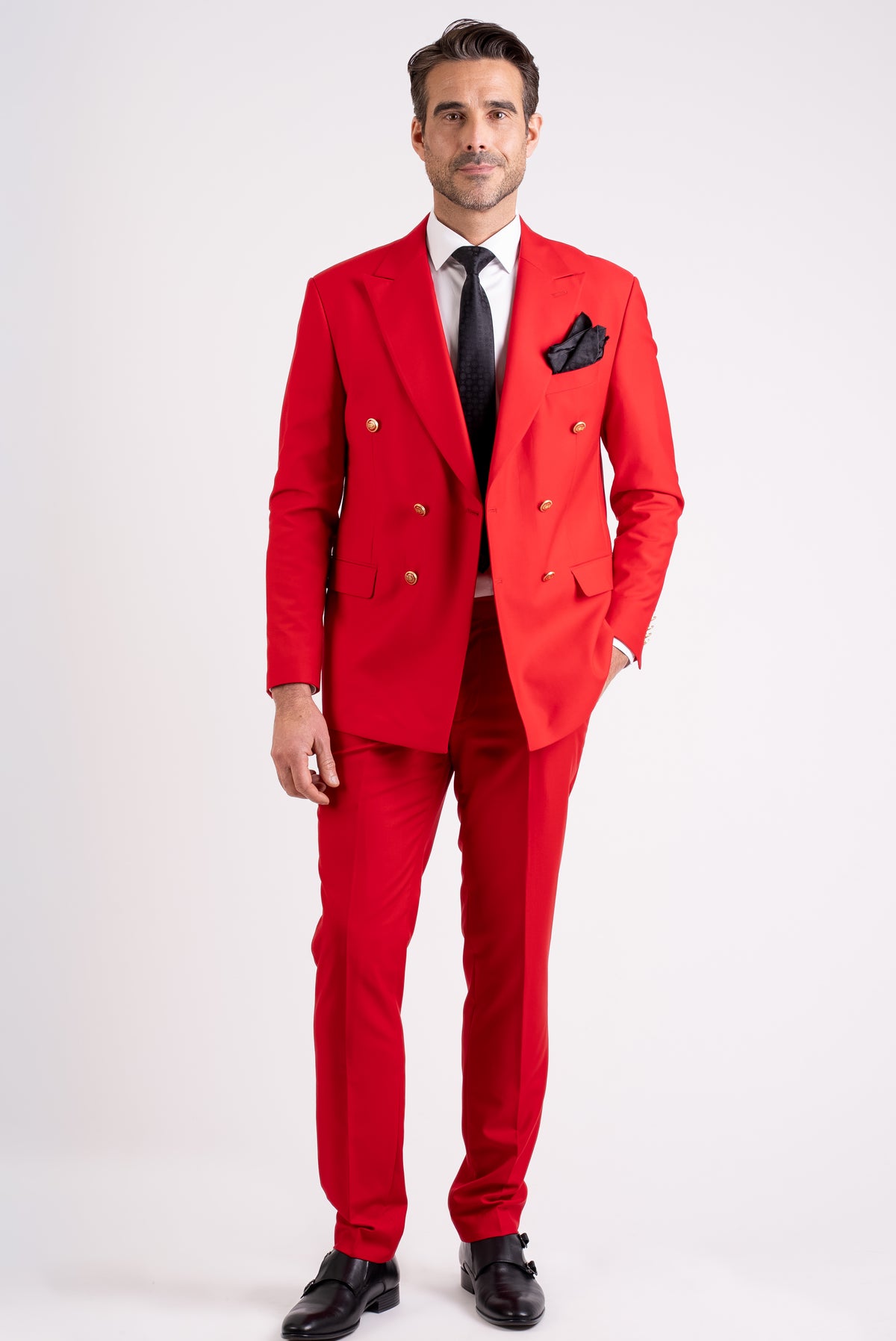 Red Double-Breasted Men’s Suit  Tailored