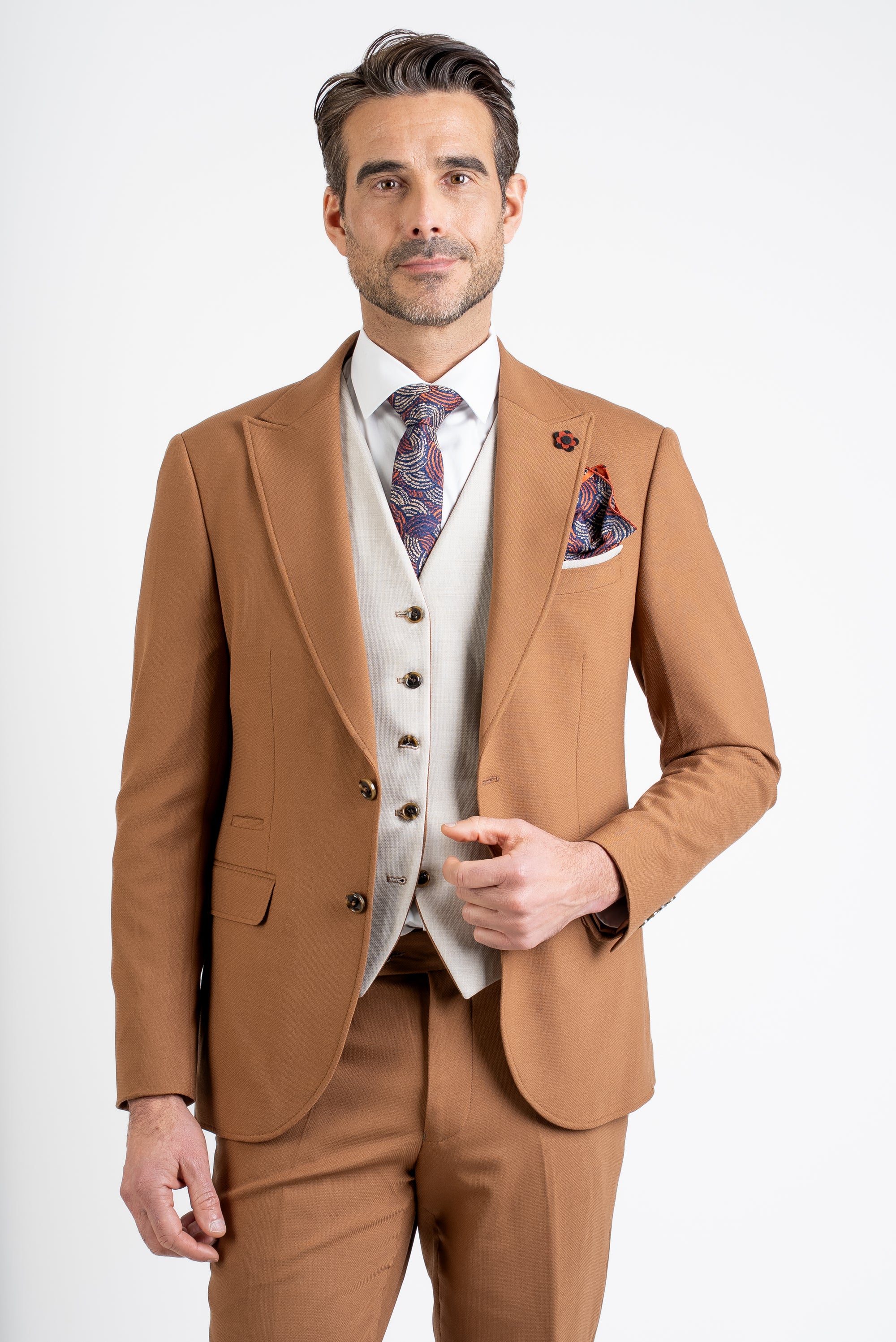 Elegant Slim Fit Tan Suit