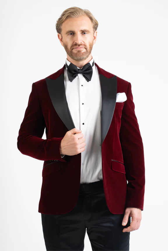 Burgundy Velvet Tuxedo Suit