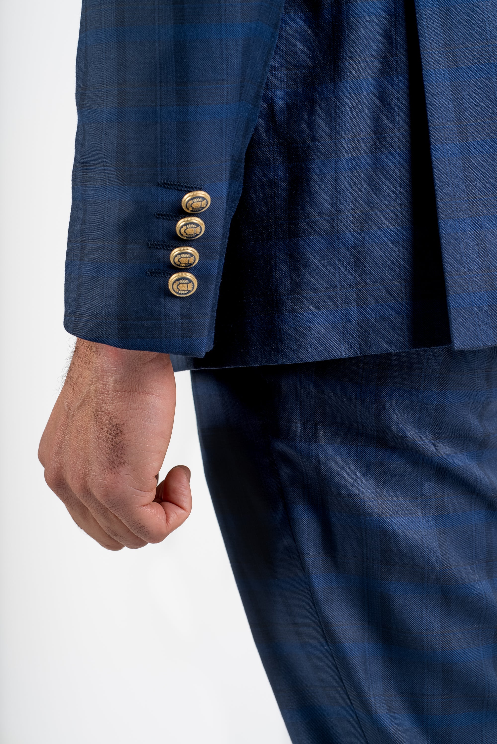 Navy Check Double Breasted Suit
