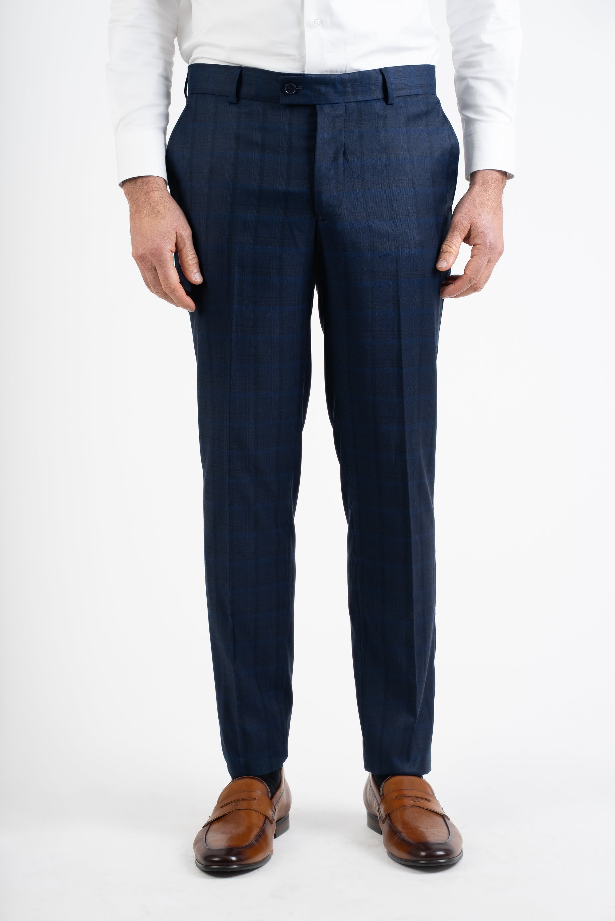 Navy Check Double Breasted Suit