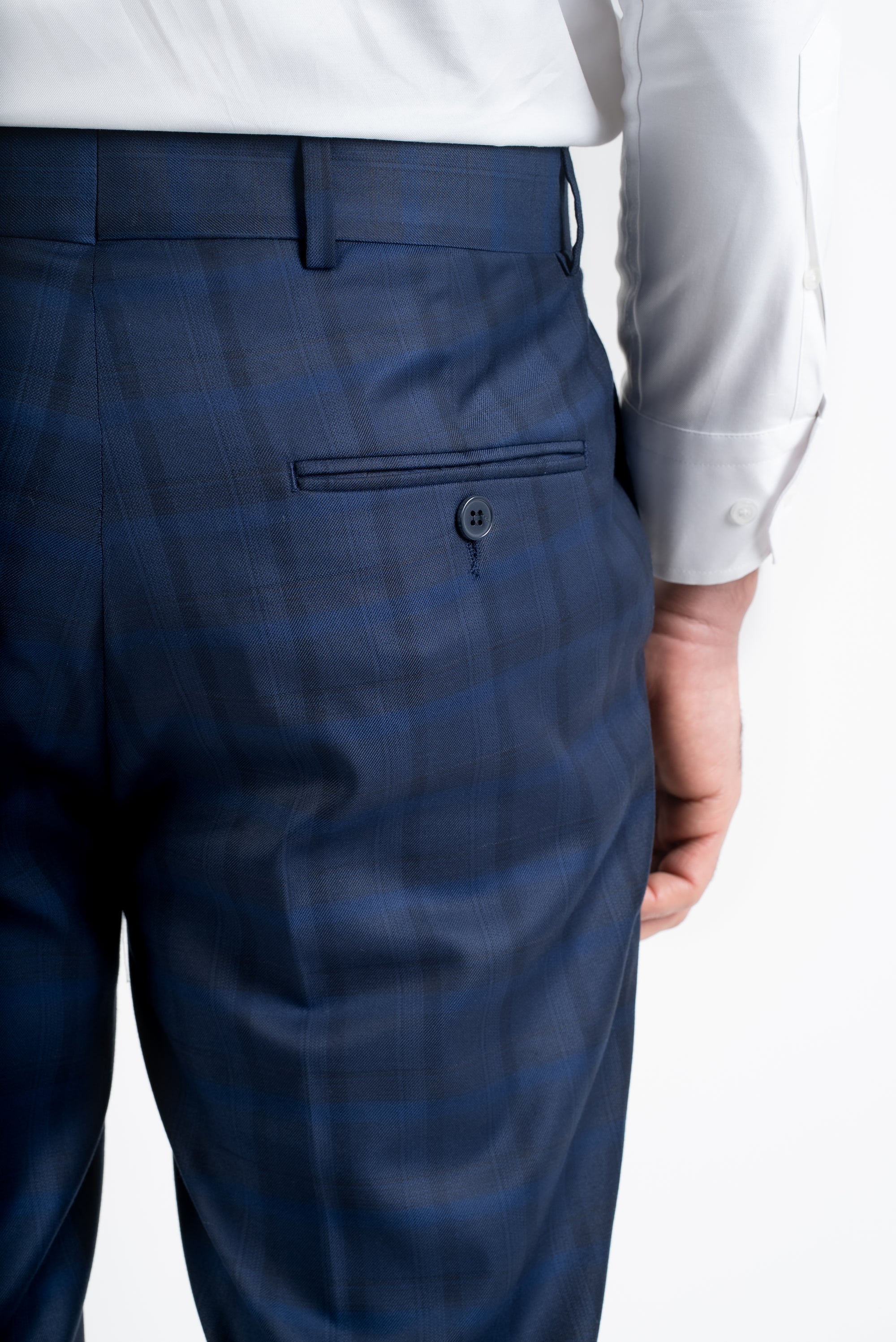 Navy Check Double Breasted Suit