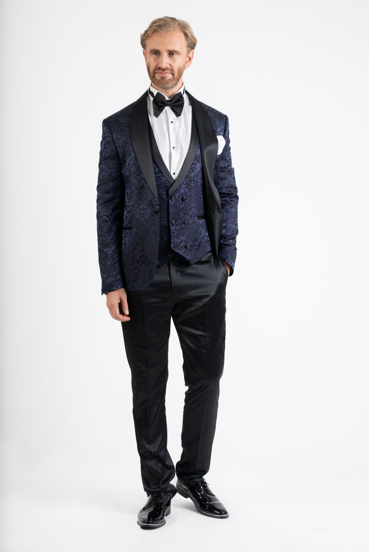 Luxury Navy Paisley 3-Piece Suit