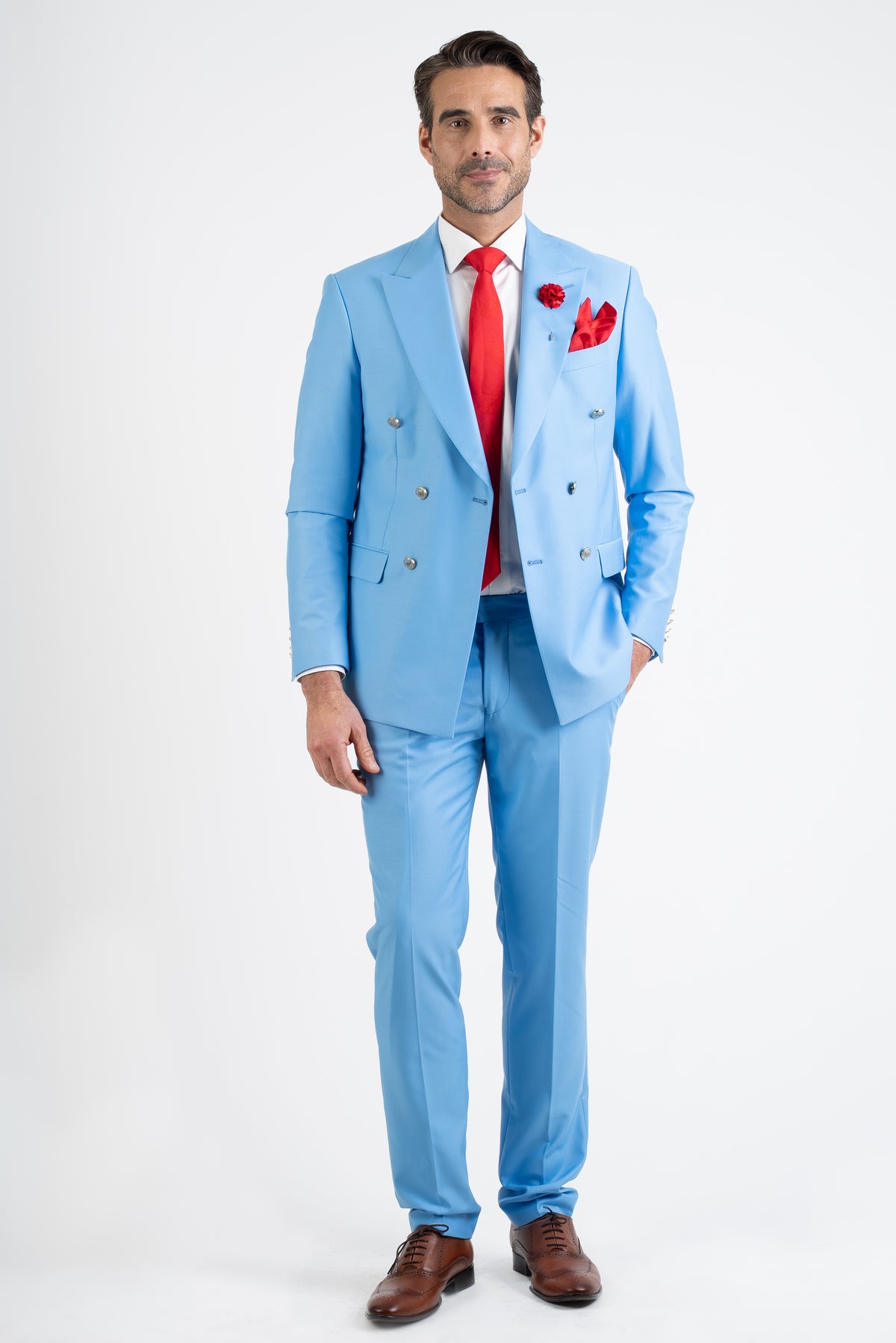 Sky Blue Double-Breasted Suit
