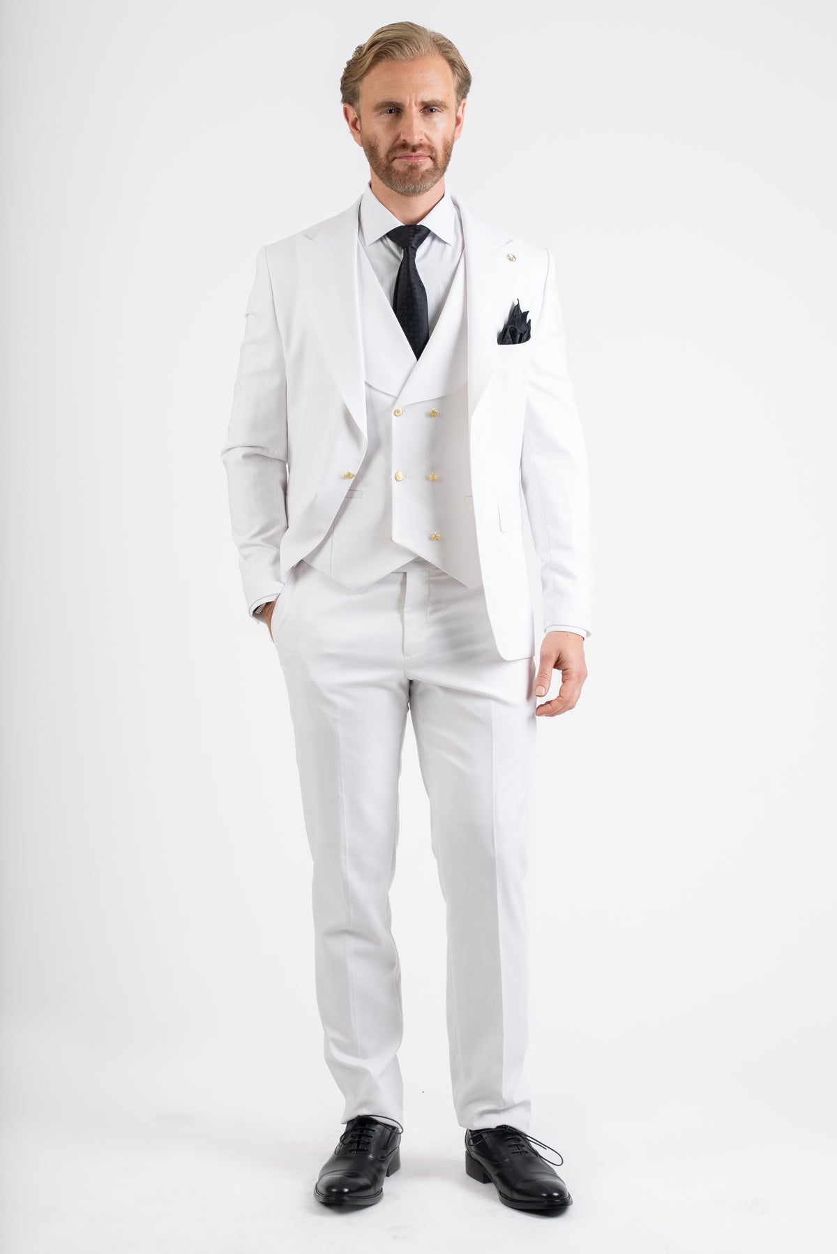 White Three Piece Tailor Fit