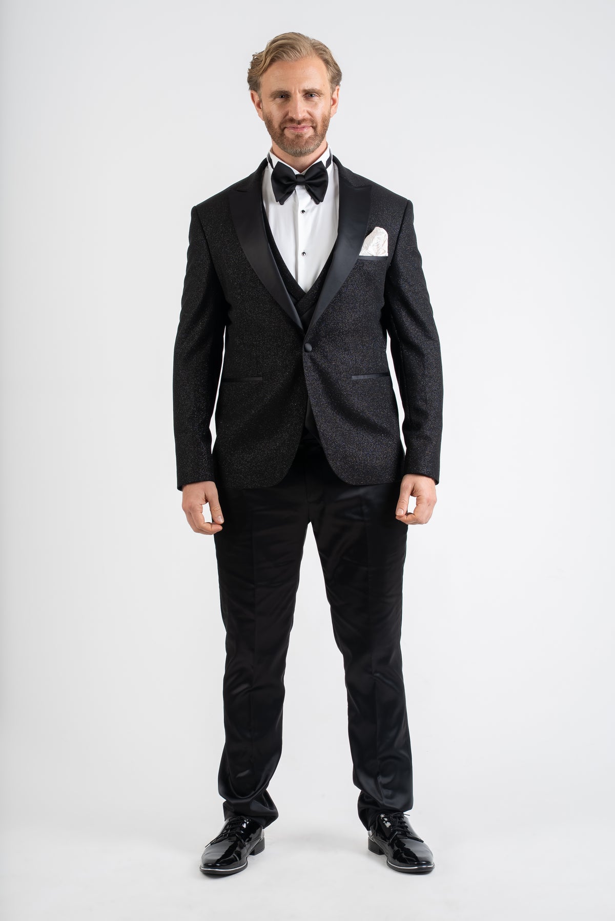 Black Sparkle Three Piece Tailor Fit