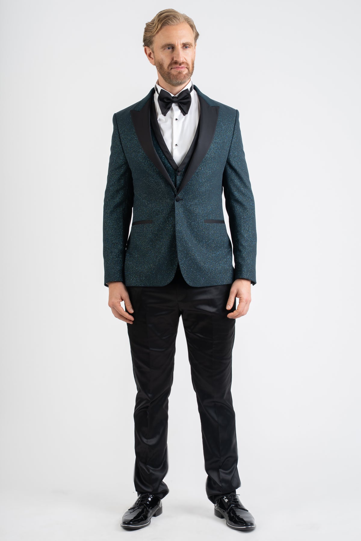Luxury Green  Sparkle Three Piece Tuxedo