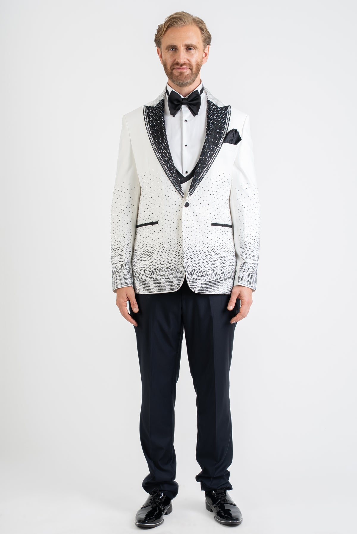 Glitter White Three Piece Tuxedo