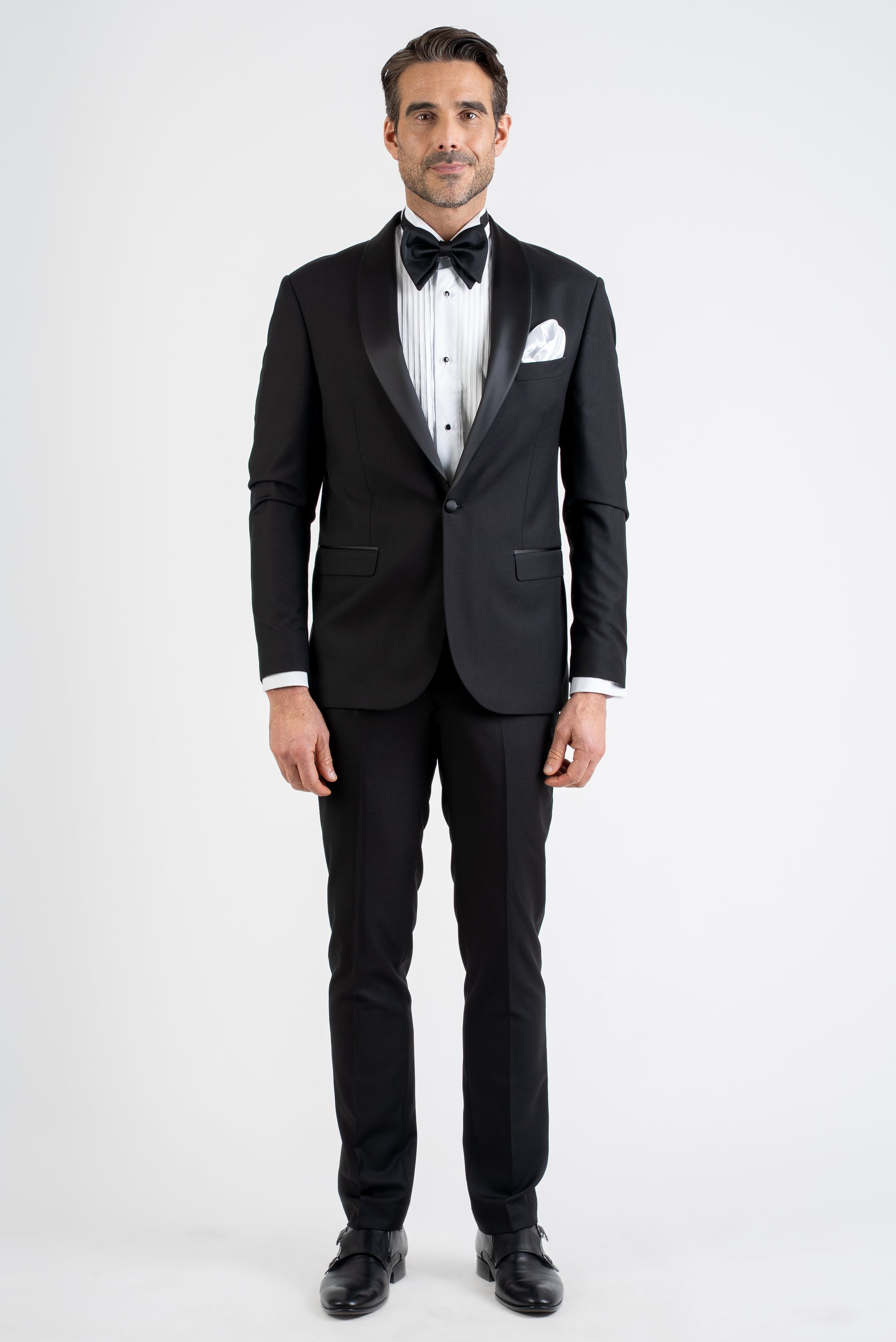 Tailored Fit Shall Lapel Black Tuxedo