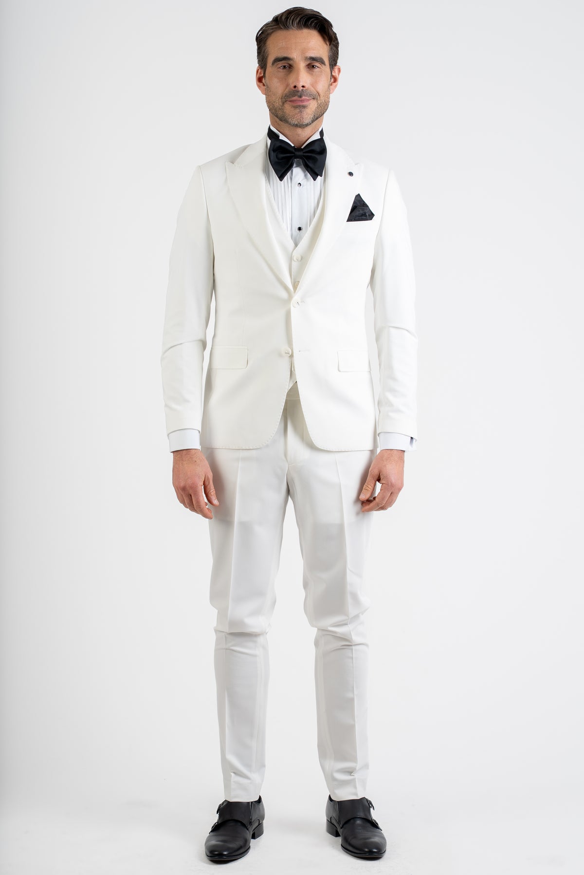 Slim Fit White Three Piece Suit