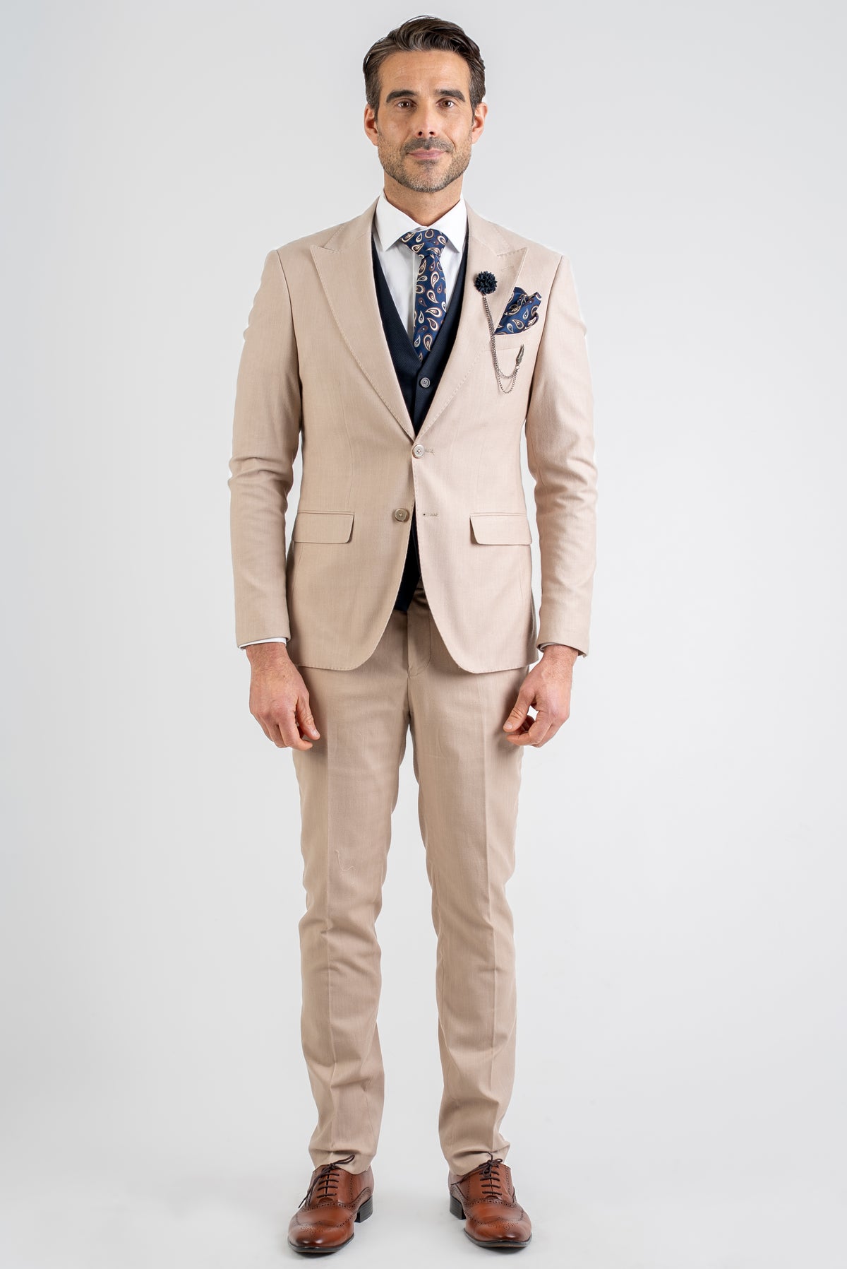 Beige Three Piece Tailored
