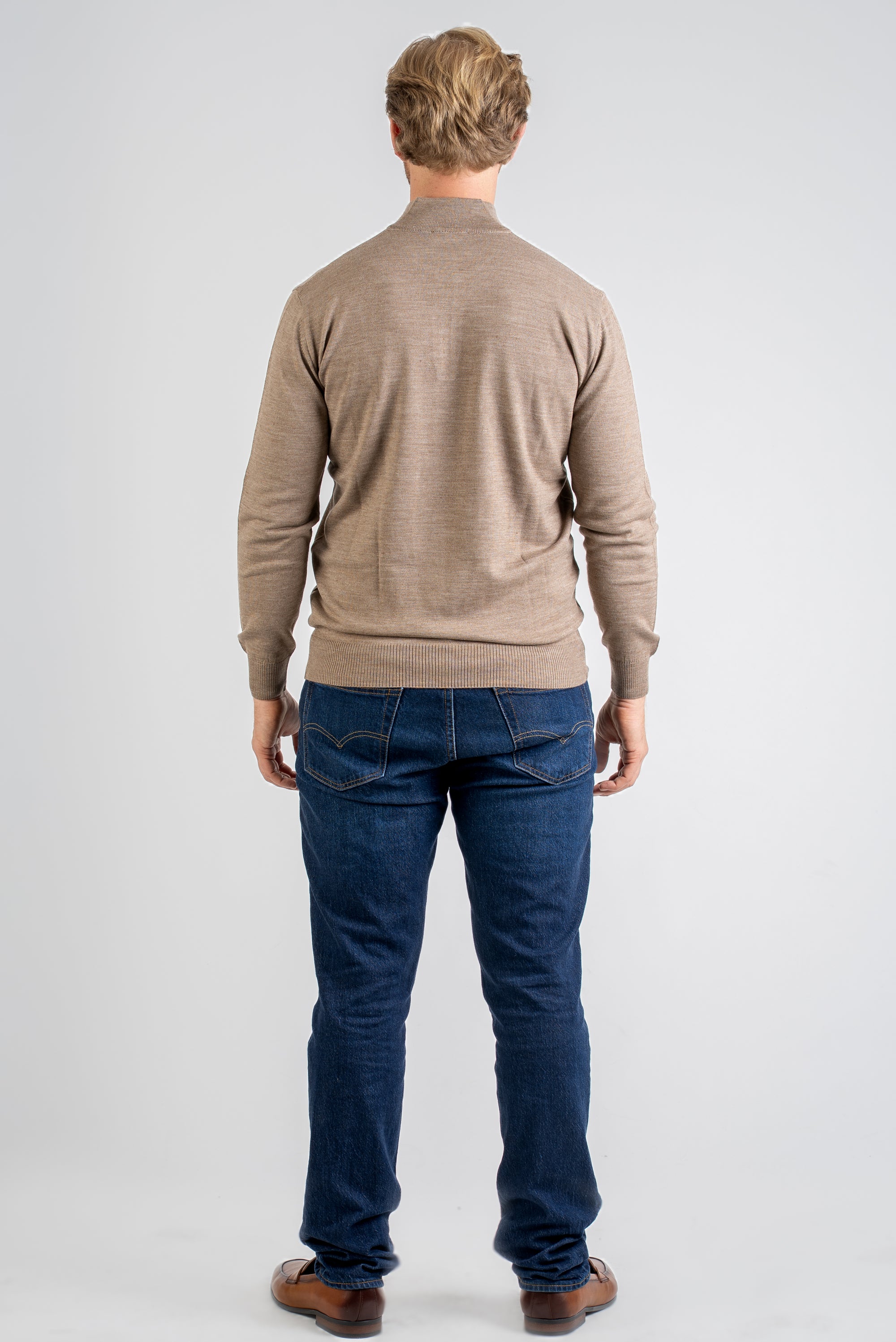 Men’s Half-Zip Knit Sweater  Wool Blend Classic Fit