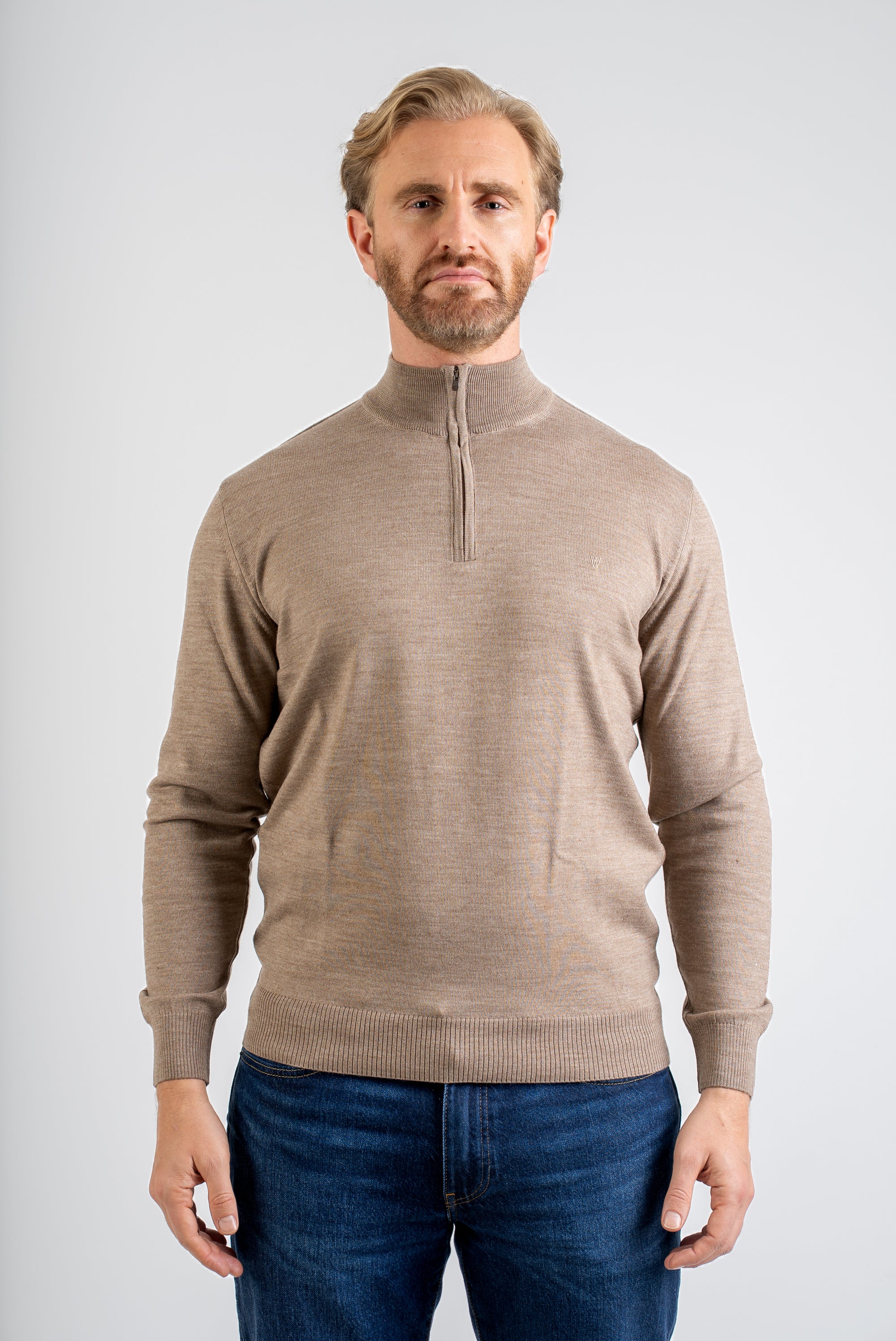 Men’s Half-Zip Knit Sweater  Wool Blend Classic Fit