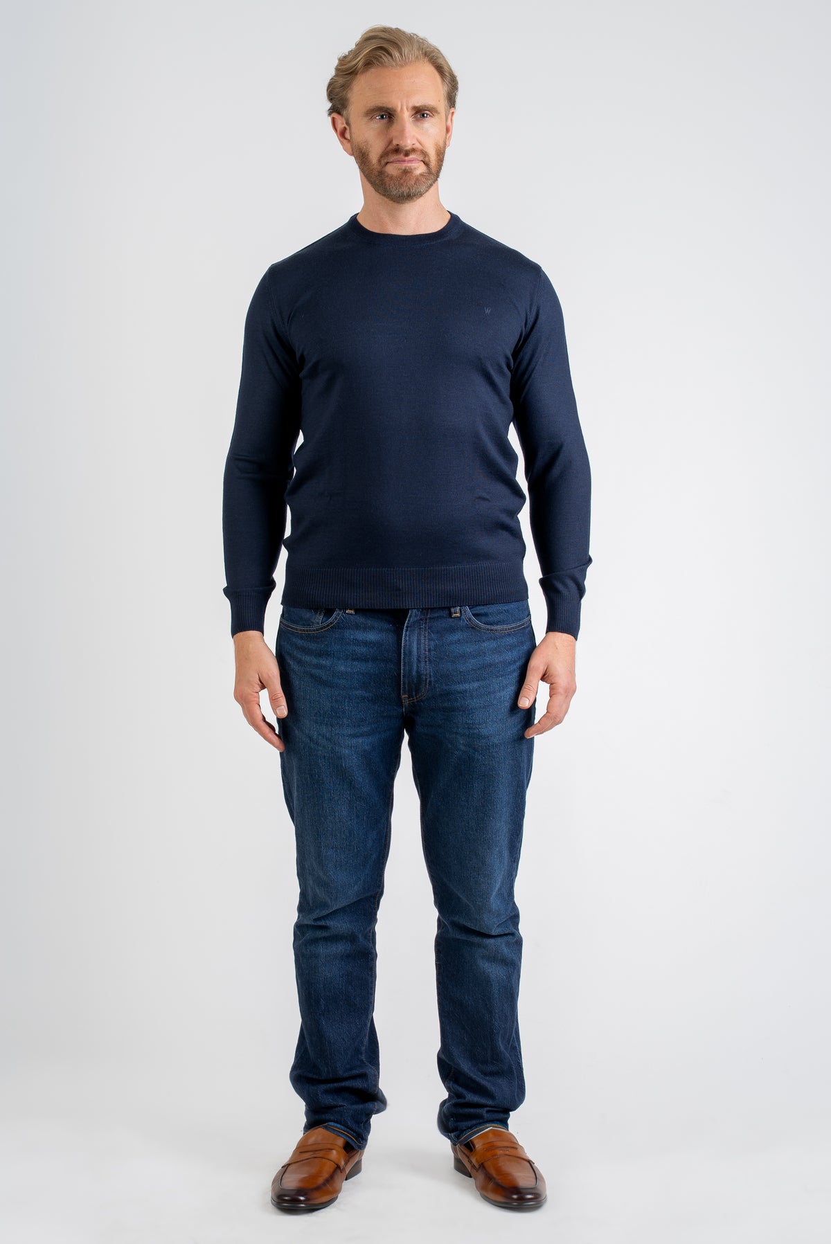 Men’s Classic Knit Sweater Wool Blend Crew Neck