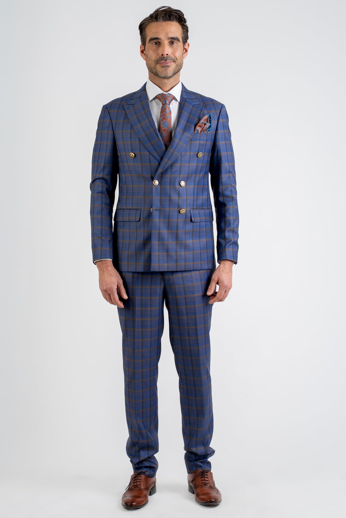 Double-Breasted Two Piece Check  Tailored Fit