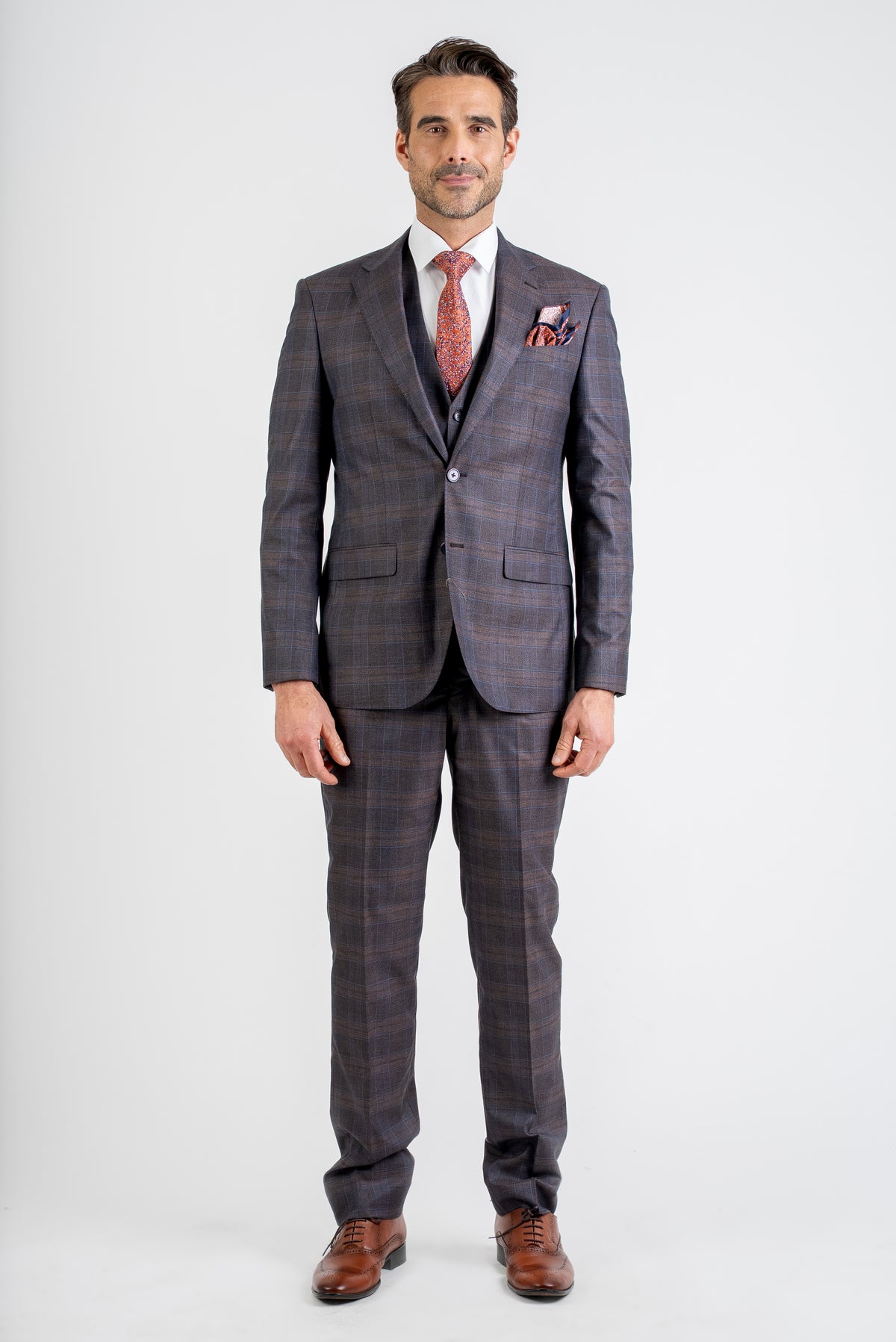 Classic Three-Piece Check Suit